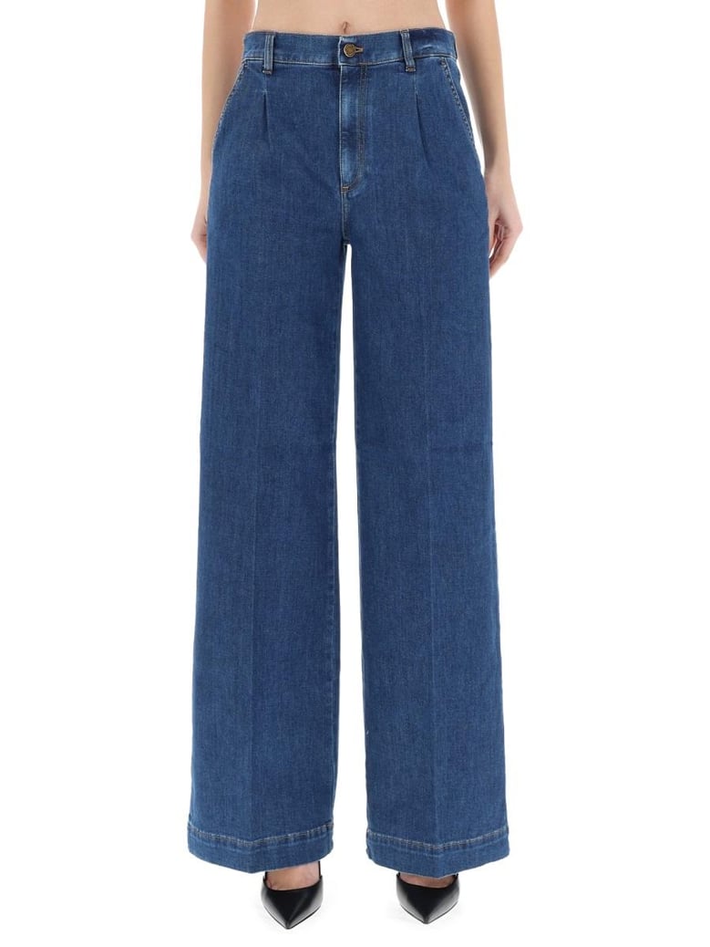 blue cotton-blend jeans by Selfnex