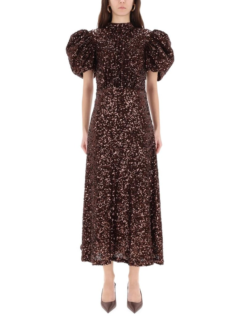 brown recycled polyester dress by Selfnex