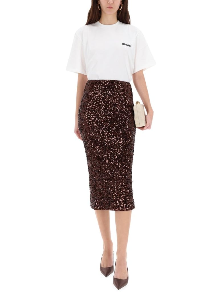 brown recycled polyester skirt by Selfnex