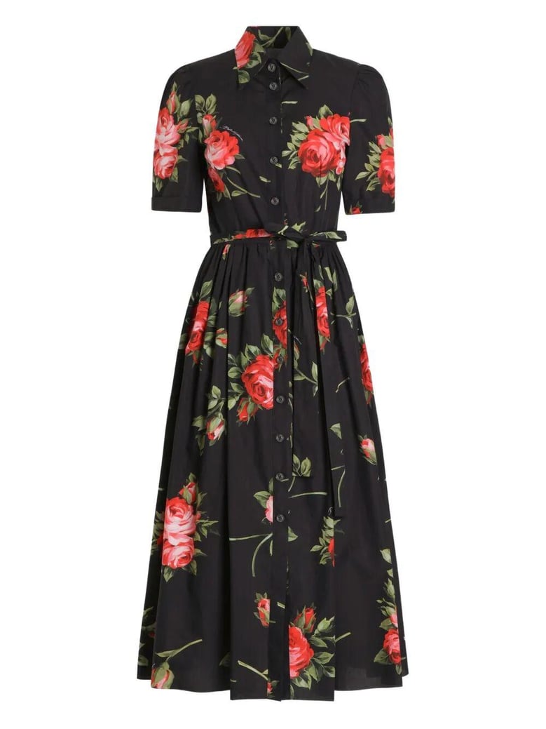 roses bouquet print midi dress by Selfnex