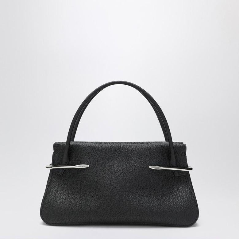medium black pinch bag in grain leather by Selfnex