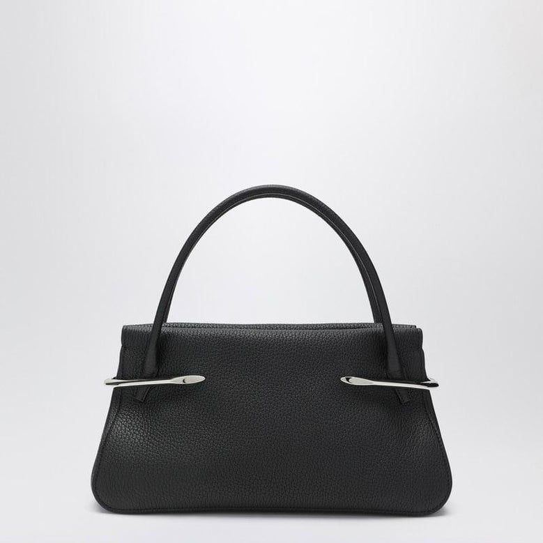 medium black pinch bag in grain leather by Selfnex