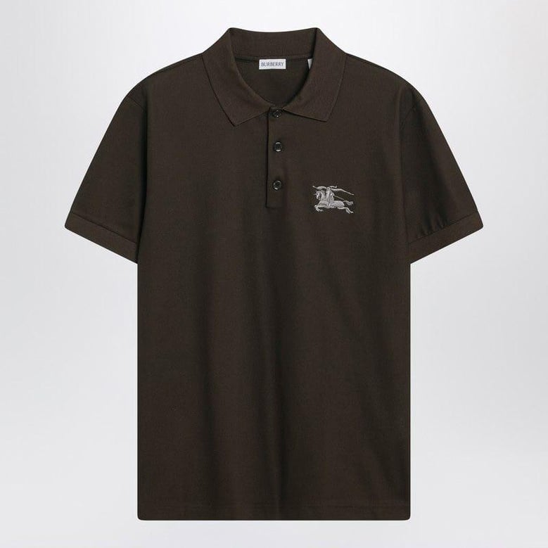 dark green cotton polo shirt with ekd by Selfnex