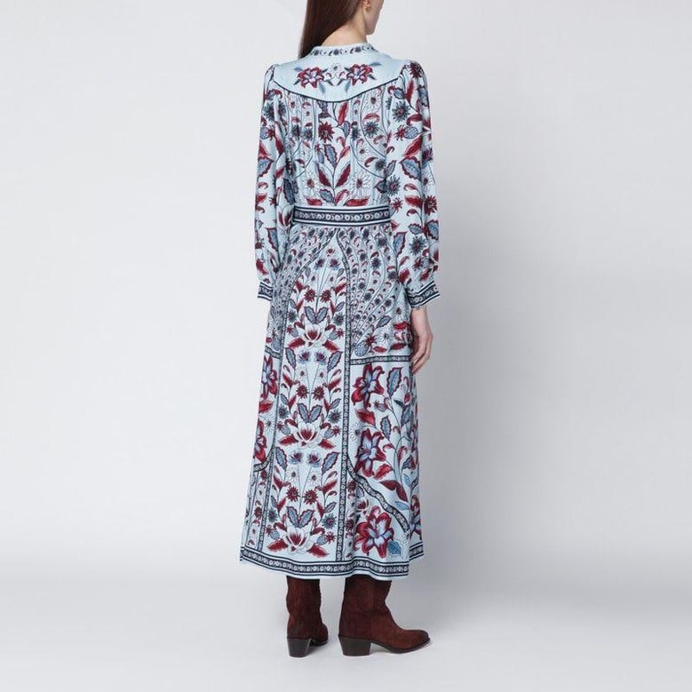 light blue midi dress with floral print by Selfnex