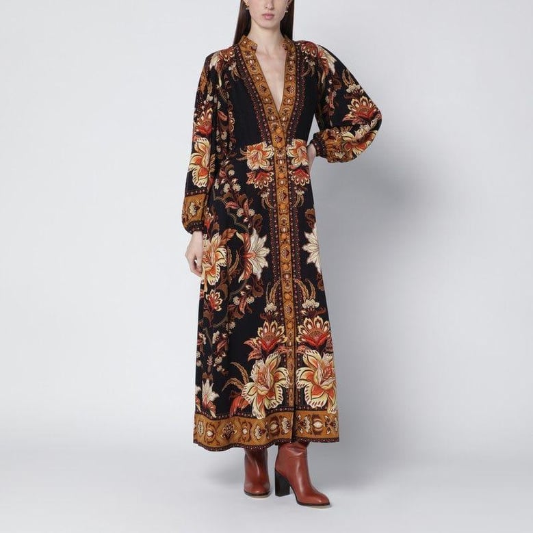 black “majestic garden” long dress by Selfnex