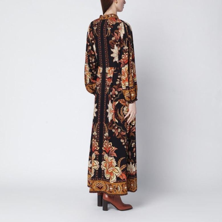 black “majestic garden” long dress by Selfnex