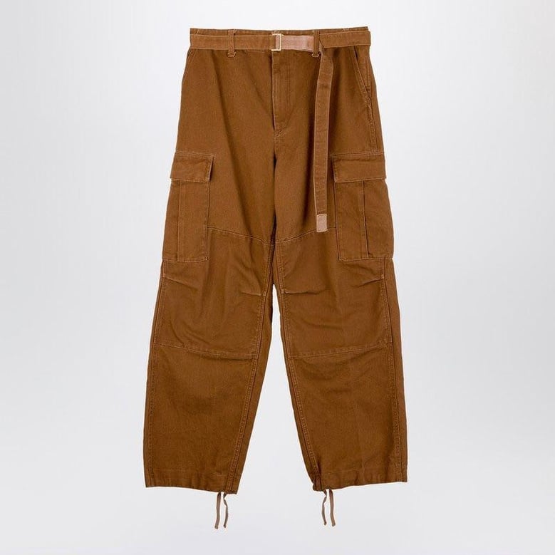 beige cotton cargo trousers by Selfnex