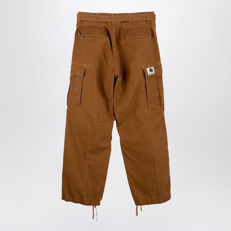 beige cotton cargo trousers by Selfnex
