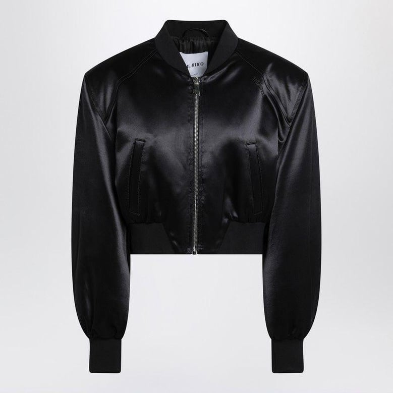 black shiny cropped bomber by Selfnex