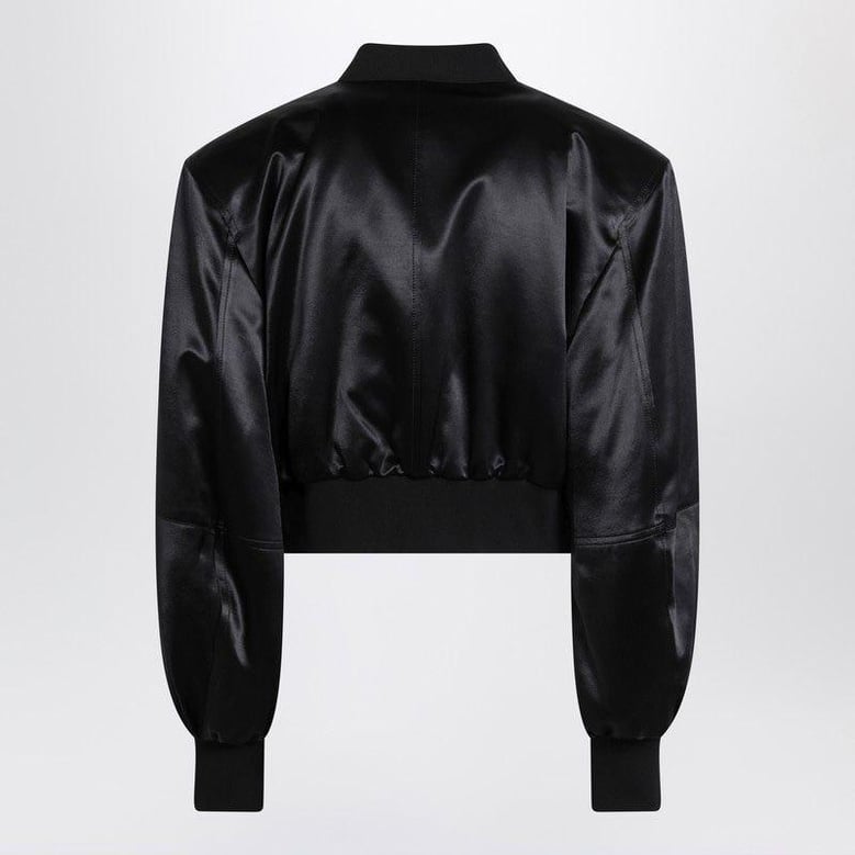 black shiny cropped bomber by Selfnex