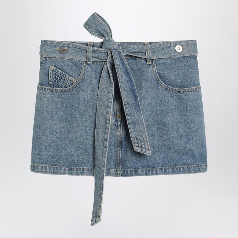 light blue denim mini skirt by Selfnex