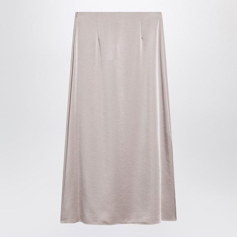 blush satin midi skirt by Selfnex