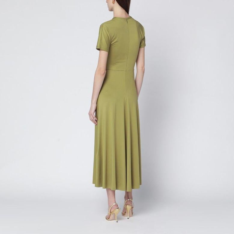 blaire dress with gathered waist in yellowish green by Selfnex