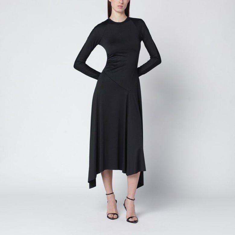 black asymmetric midi dress by Selfnex