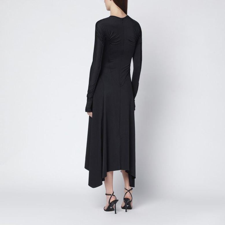 black asymmetric midi dress by Selfnex