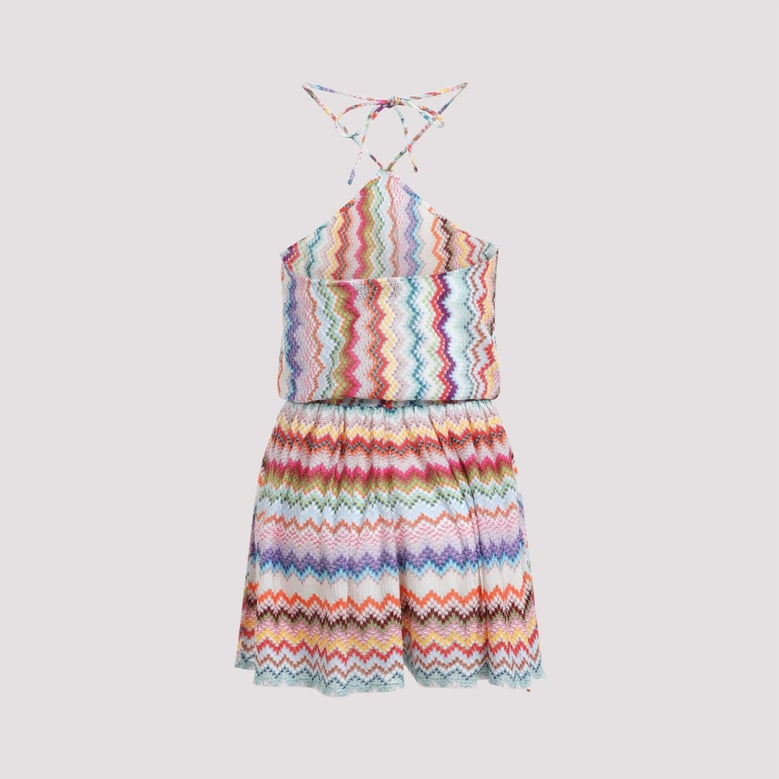 short jumpsuit in lamé viscose with pixel-effect zigzag pattern by Selfnex