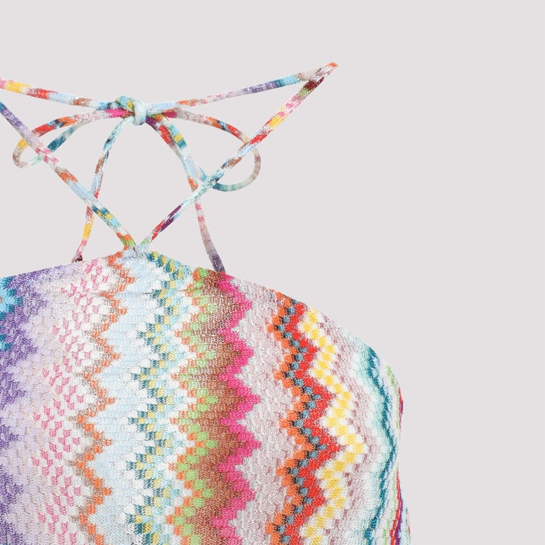 short jumpsuit in lamé viscose with pixel-effect zigzag pattern by Selfnex