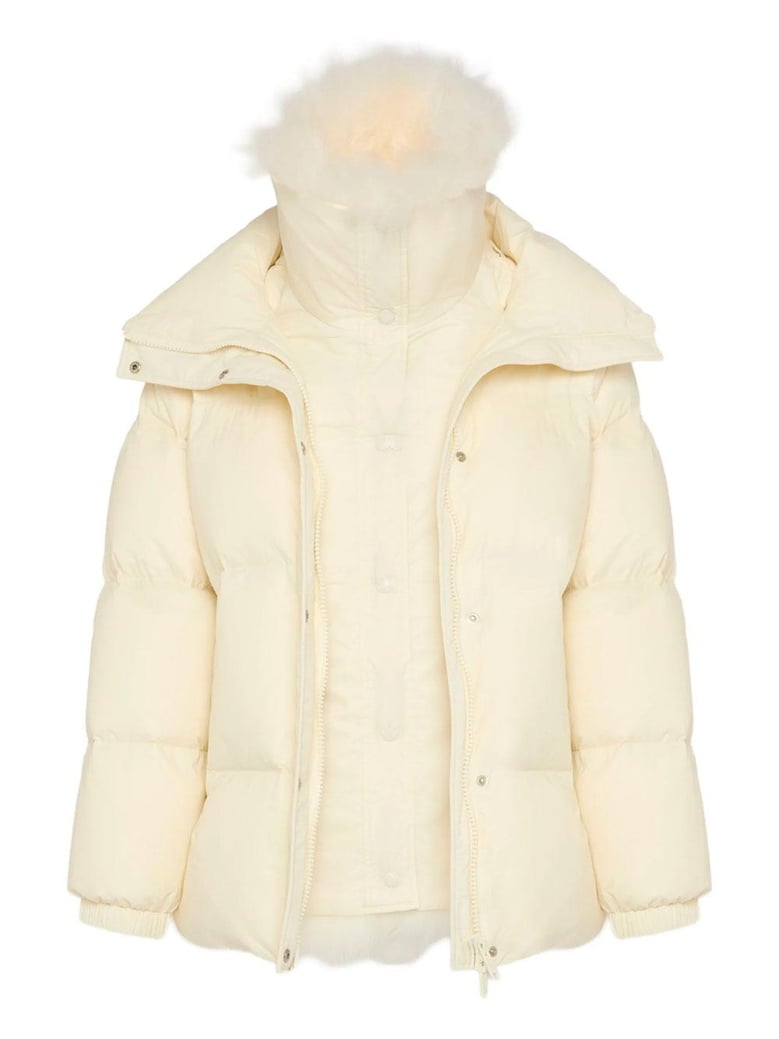 ys army collection mid-length down jacket with removable bib and lambswool trim by Selfnex