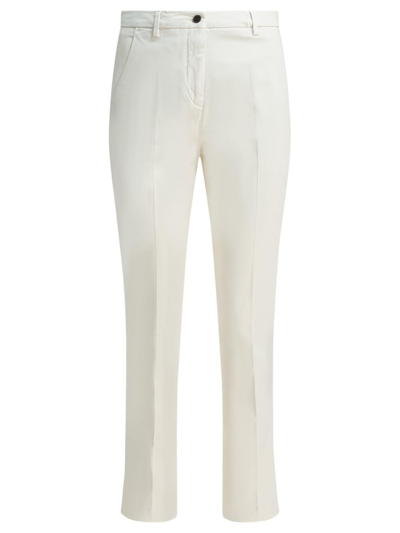 beige cotton modal trousers by Selfnex
