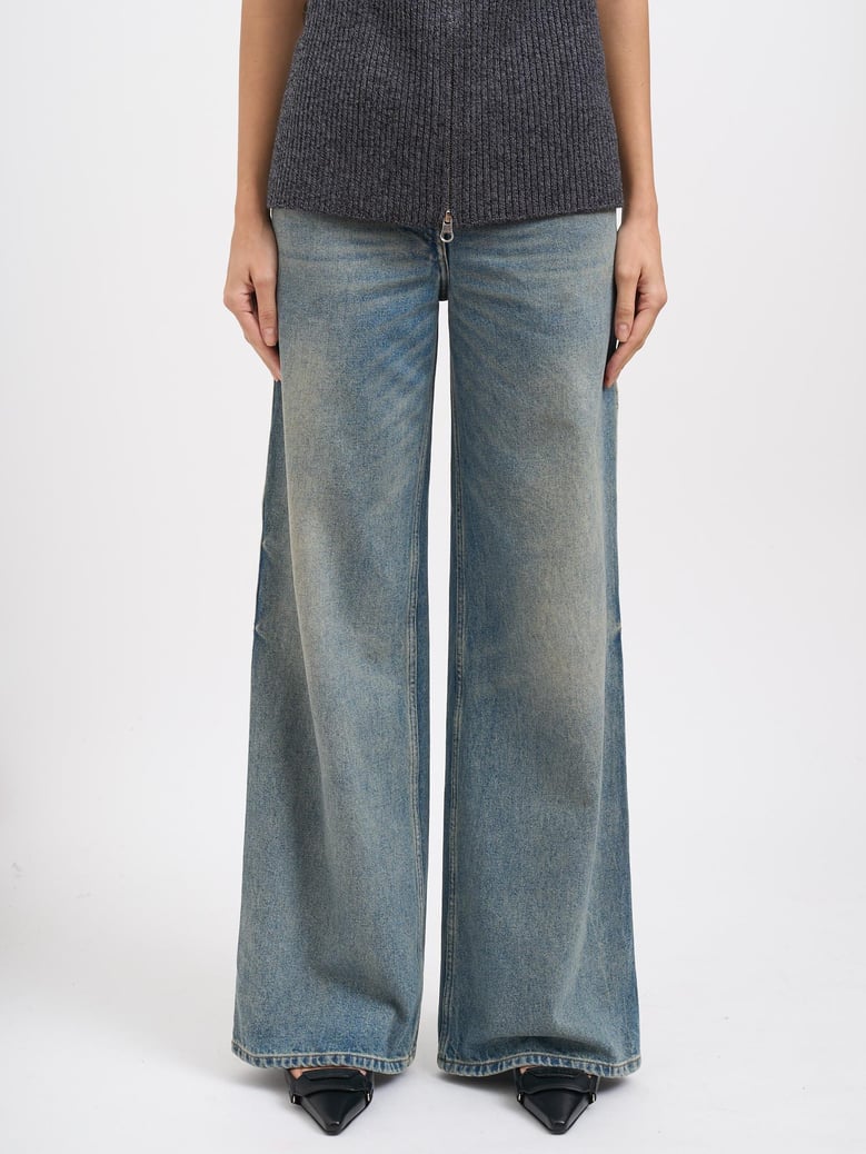 hammer denim baggy trousers by Selfnex