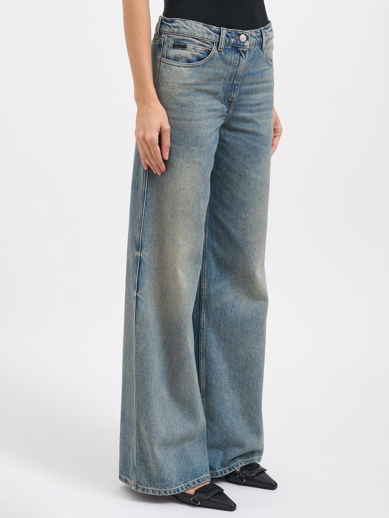 hammer denim baggy trousers by Selfnex