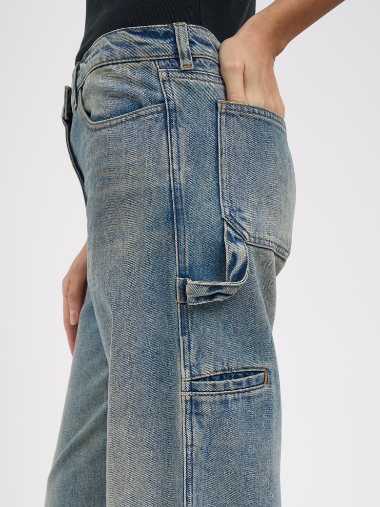 hammer denim baggy trousers by Selfnex