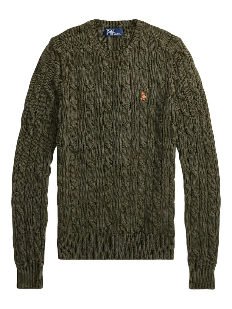 crew neck sweater in cable knit cotton by Selfnex