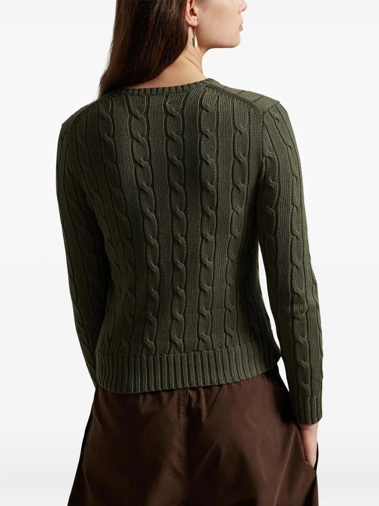 crew neck sweater in cable knit cotton by Selfnex