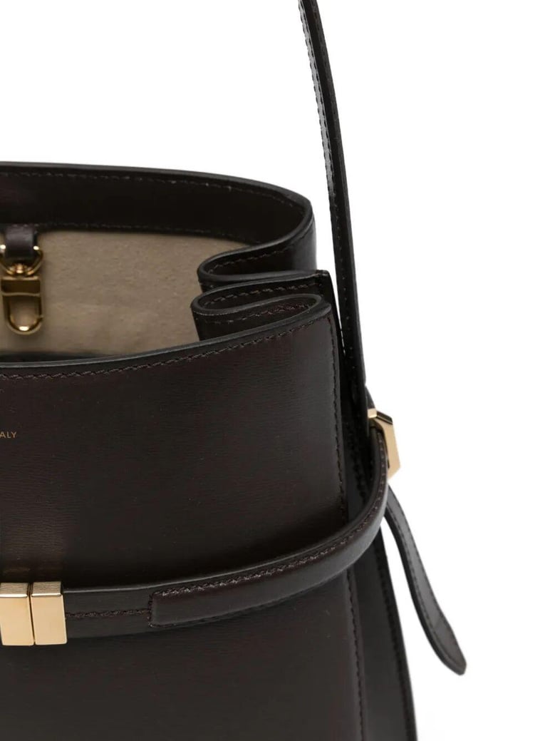 belted leather bucket bag by Selfnex