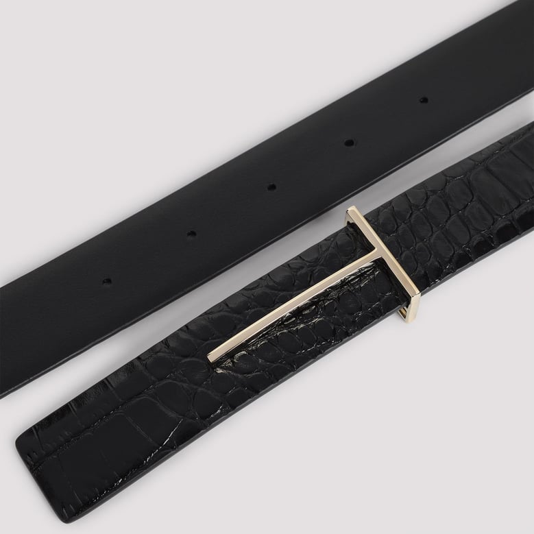 black calf leather belt by Selfnex