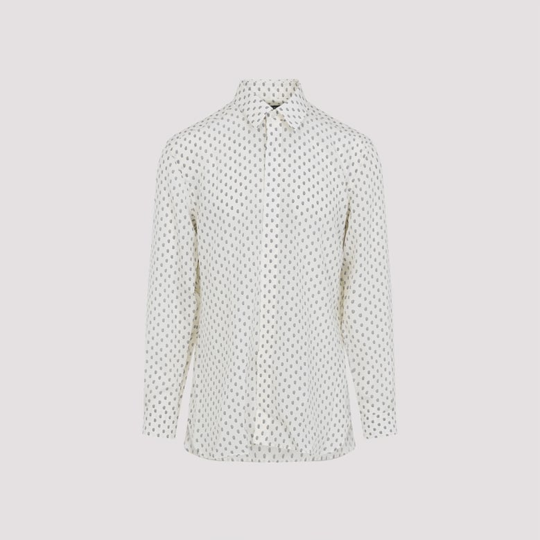 white and blue fluid silk shirt by Selfnex