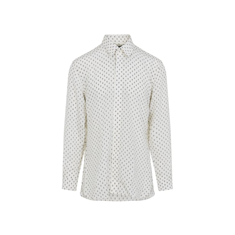 white and blue fluid silk shirt by Selfnex