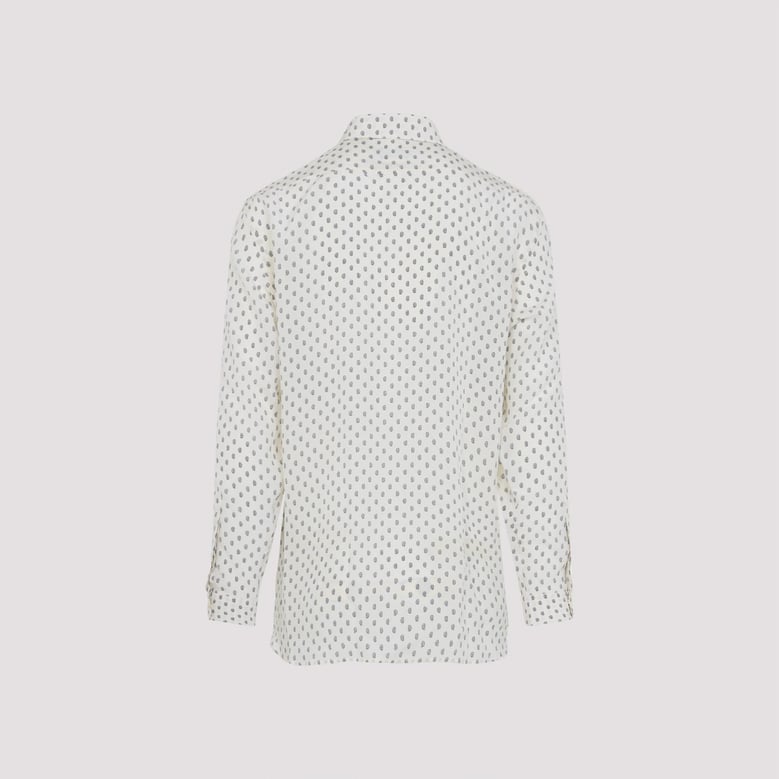 white and blue fluid silk shirt by Selfnex