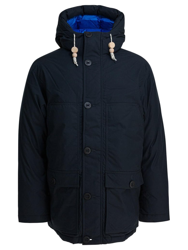 blue cotton polyamide down feather jacket by Selfnex