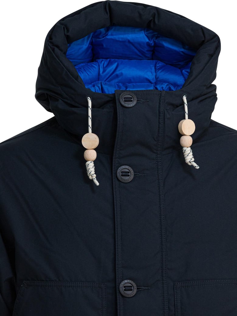 blue cotton polyamide down feather jacket by Selfnex