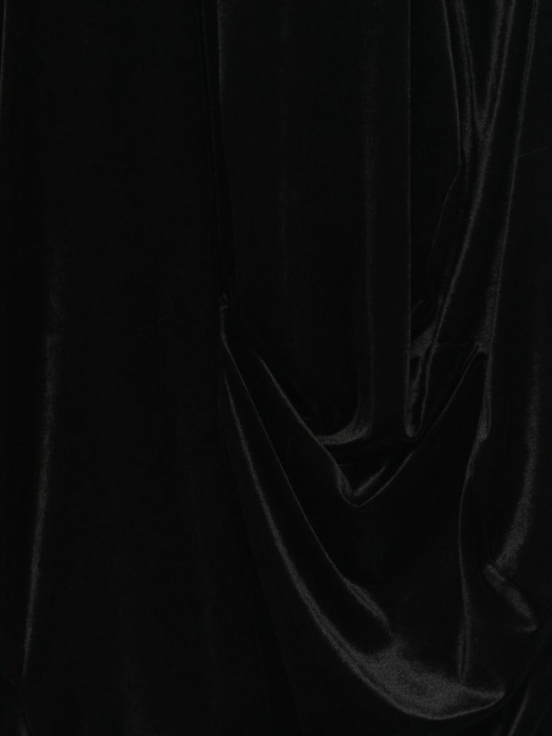 black sleeveless draped detail asymmetric hem t-shirt by Selfnex