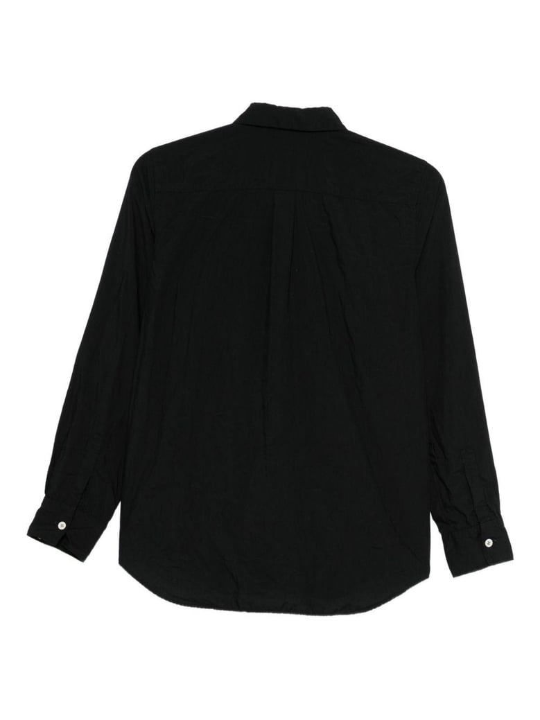 black floral appliqué long sleeves buttoned cuffs shirt by Selfnex
