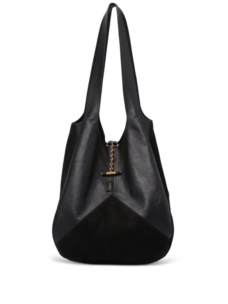 black suede and leather balloon shopping bag by Selfnex