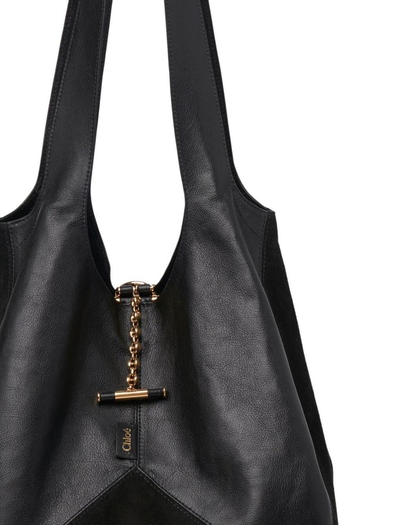 black suede and leather balloon shopping bag by Selfnex