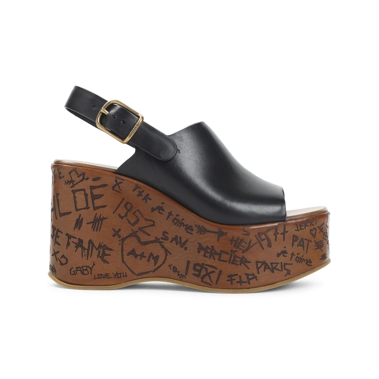 black leather maxime wedges by Selfnex