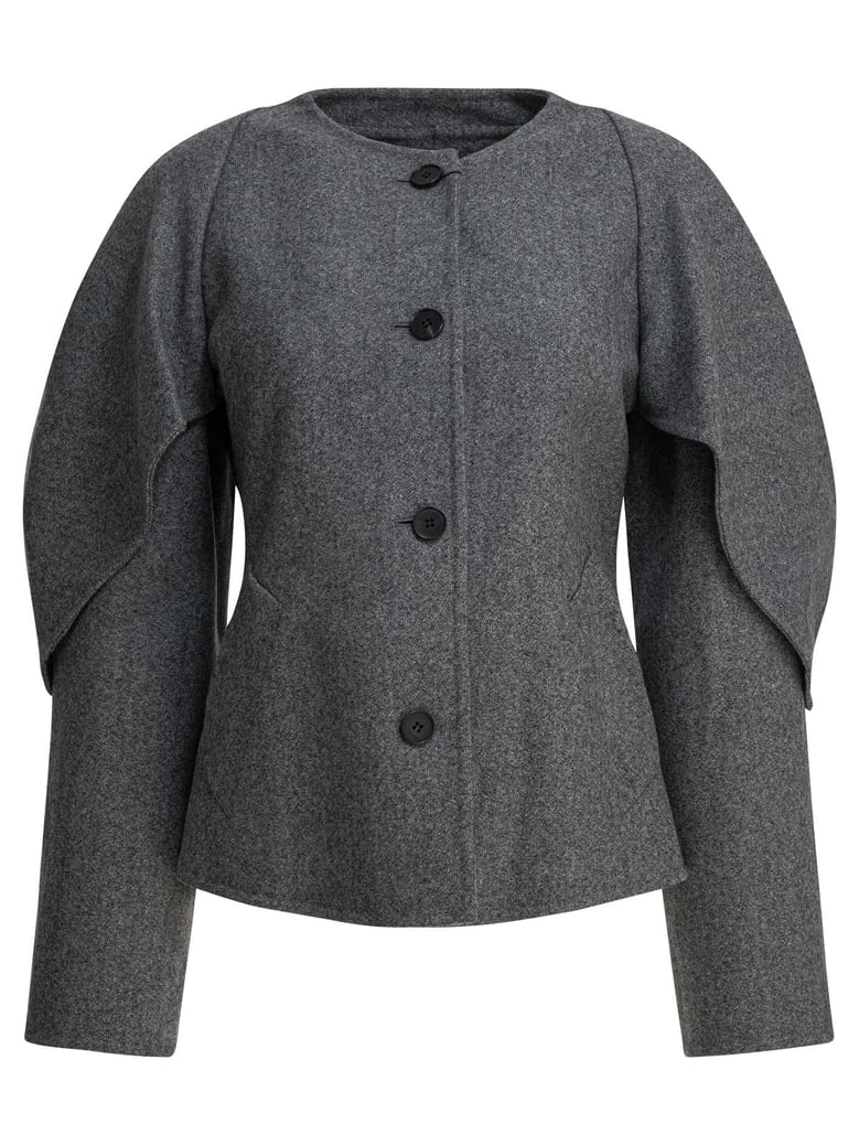 grey wool nylon cashmere lycra jacket by Selfnex