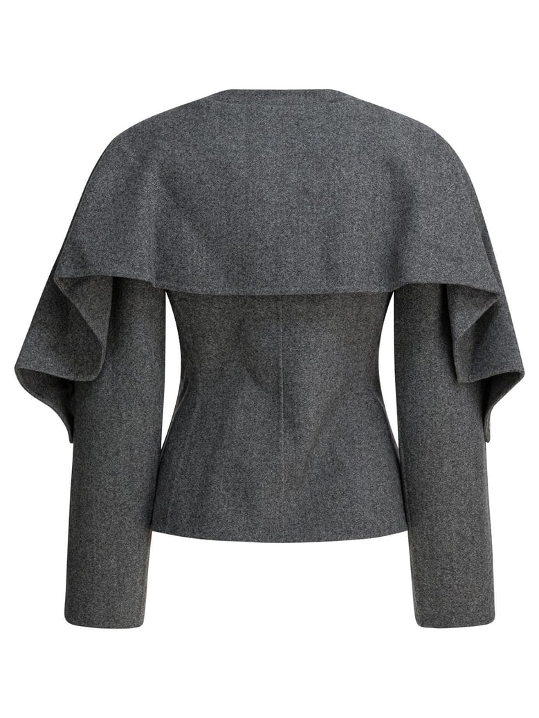 grey wool nylon cashmere lycra jacket by Selfnex