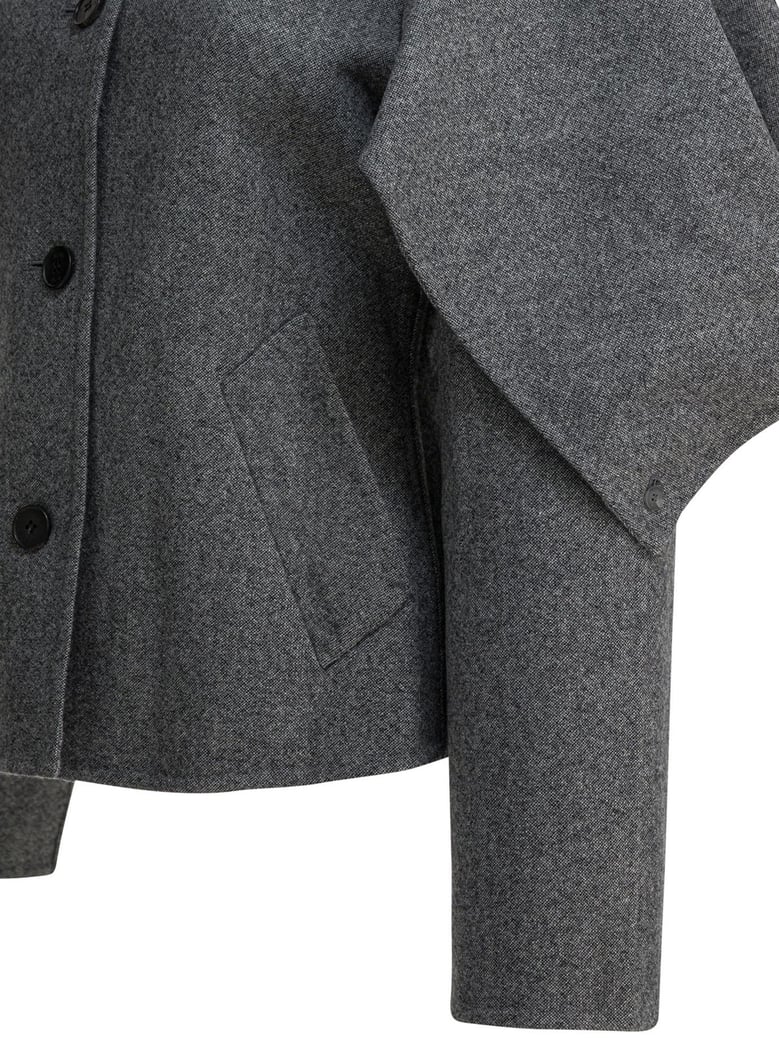 grey wool nylon cashmere lycra jacket by Selfnex