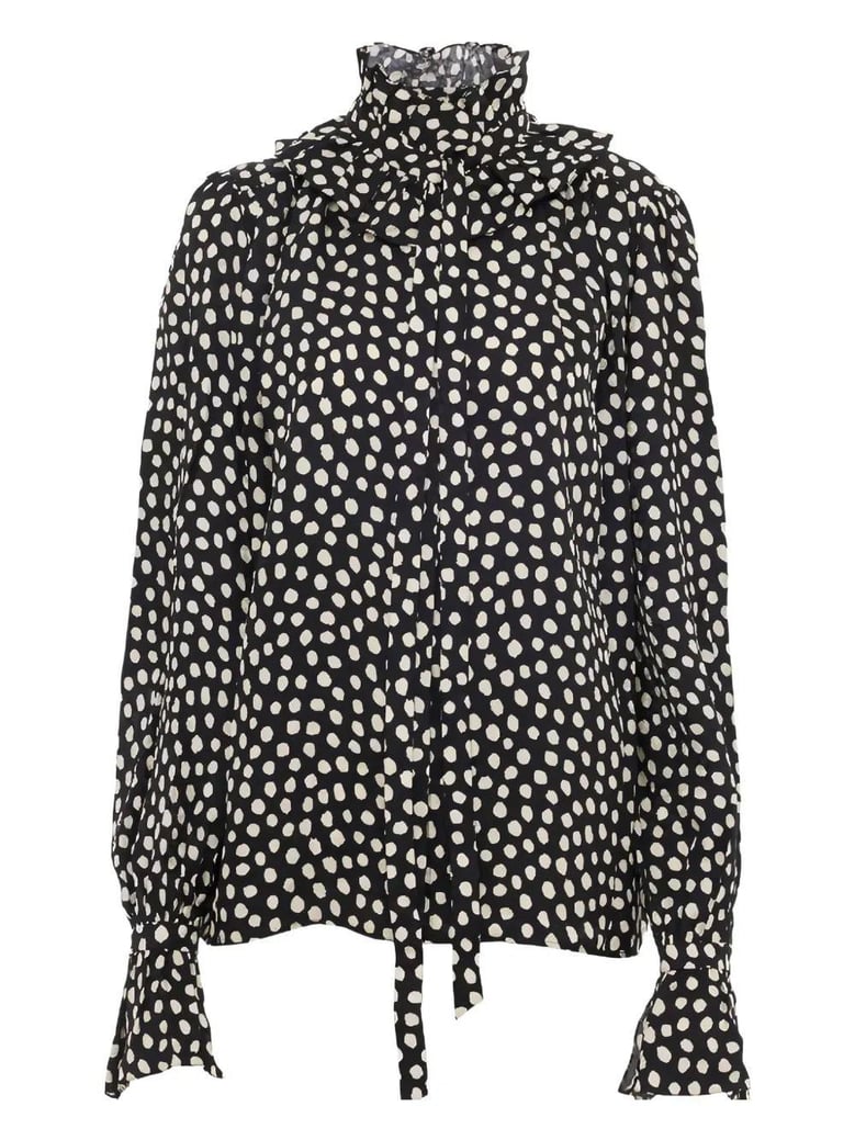 polka dot blouse with ruffles by Selfnex