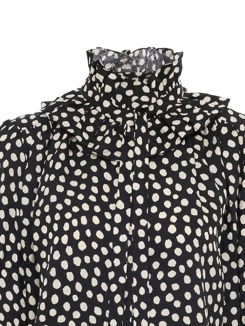 polka dot blouse with ruffles by Selfnex