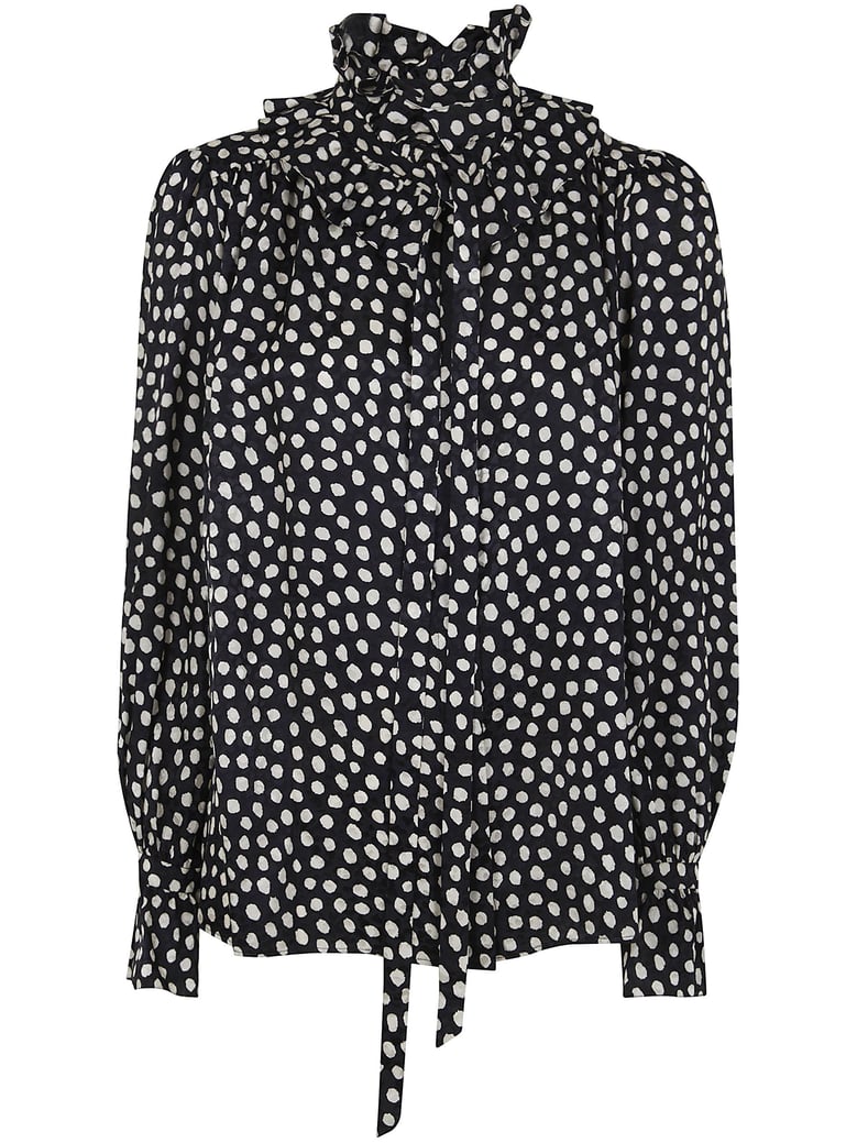 polka dot blouse with ruffles by Selfnex