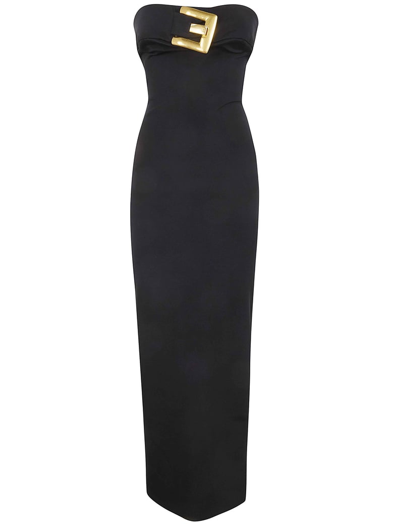 belted bustier compact jersey long dress by Selfnex