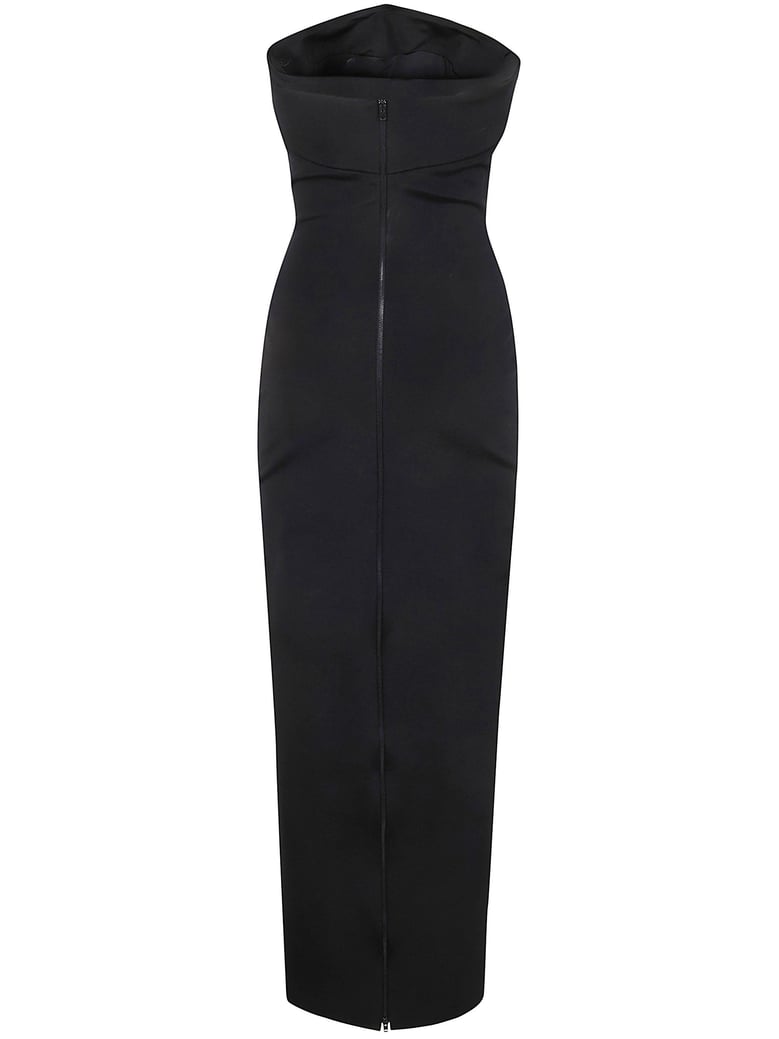 belted bustier compact jersey long dress by Selfnex