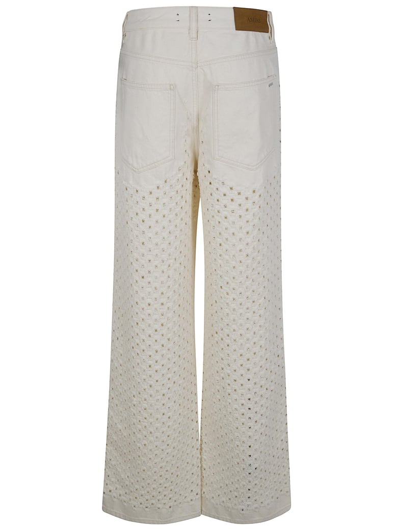 boucle denim straight jeans by Selfnex