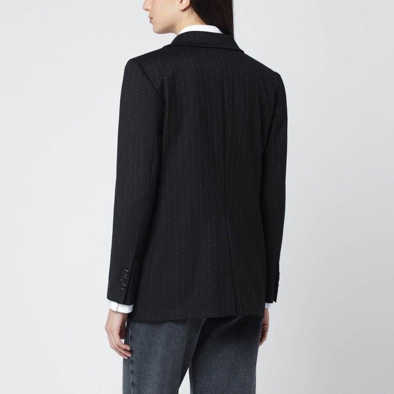 black pinstripe lurex doublebreasted jacket by Selfnex